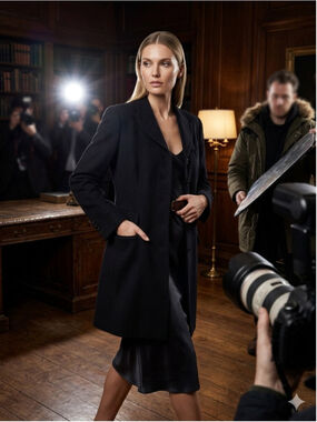 Katherine Kelly Black Lightweight Wool Coat Minimal Tailored Longline